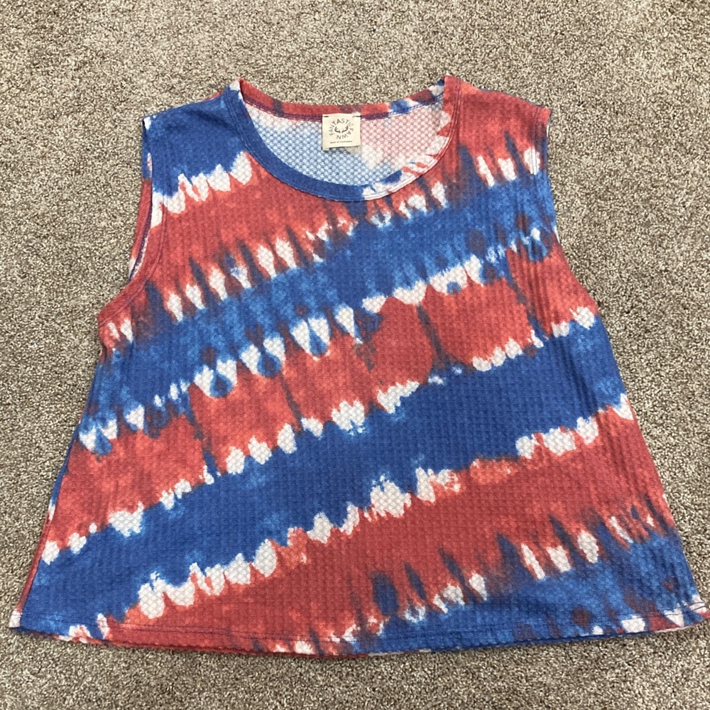 Red, White, and Blue Tie-Dye Tank for Women